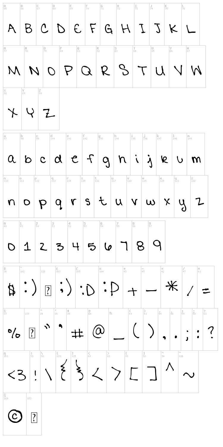 MTF Mikayla Print font map
